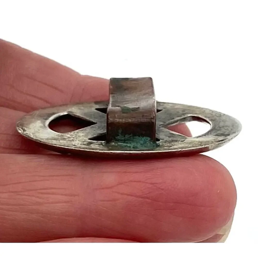 Vintage Sterling Silver Scarf Slide Copper Band Cast Western Wild Rag Clip